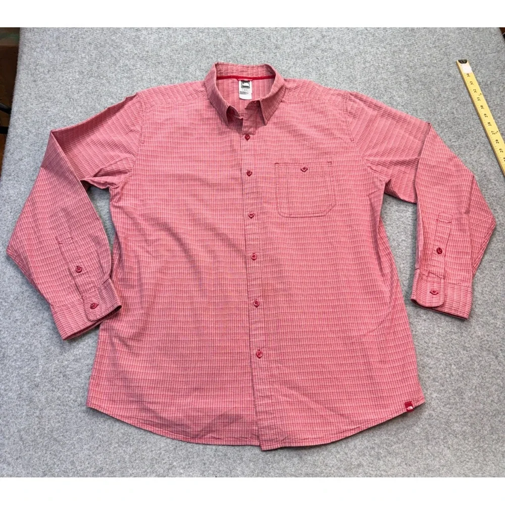 The North Face Men's XL Button Down Shirt Red Plaid Long Sleeve Casual Outdoor